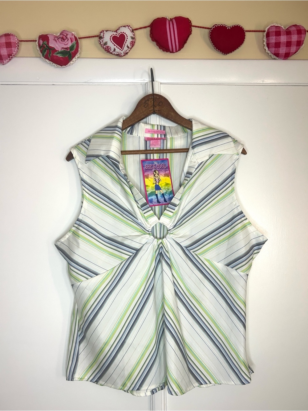 She's Cool Y2K Collared Striped Top - NWT